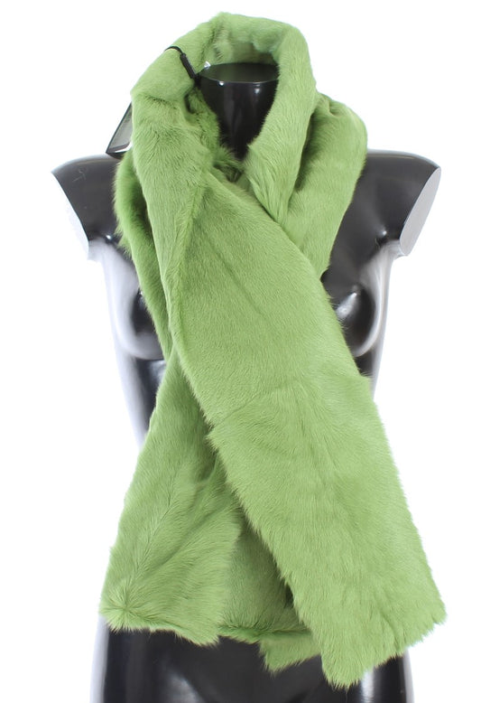 Dolce & Gabbana Elegant Green Fur Shoulder Wrap Scarf - Gio Beverly Hills