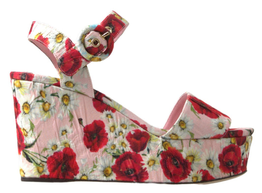 Dolce & Gabbana Floral Ankle Strap Wedge Sandals - Gio Beverly Hills