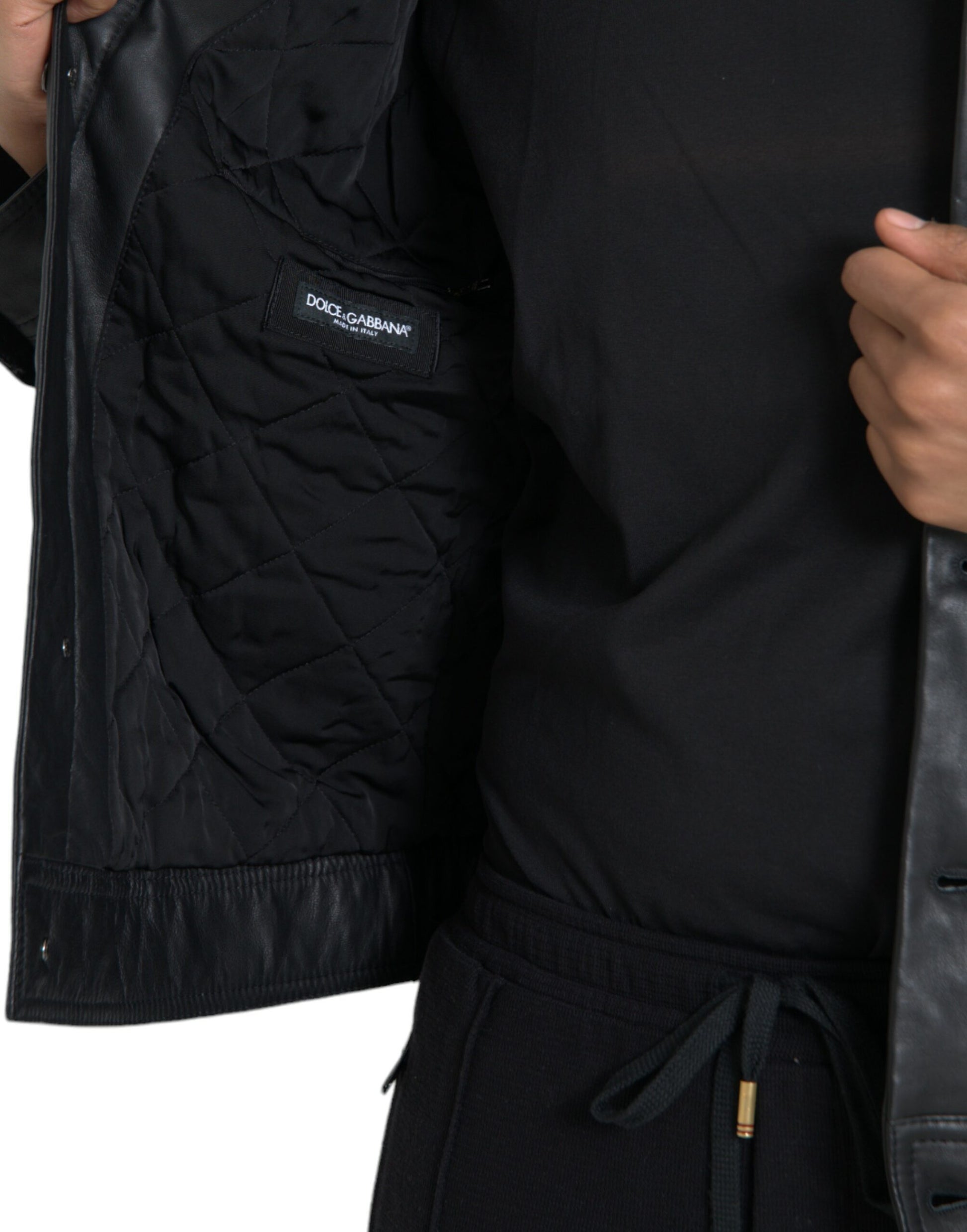 Dolce & Gabbana Black Leather Fur Collar Biker Coat Jacket - Gio Beverly Hills