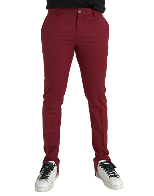 Dolce & Gabbana Red Wool Men Slim Fit Dress Pants - Gio Beverly Hills