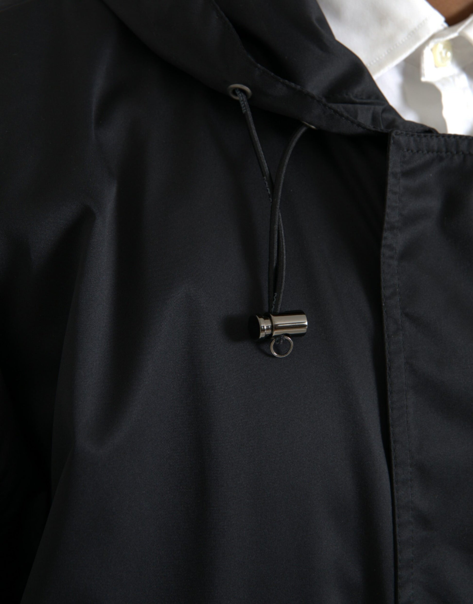 Dolce & Gabbana Black Polyester Hooded Long Windbreaker Jacket - Gio Beverly Hills