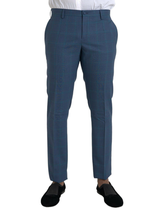 Dolce & Gabbana Blue Checkered Wool Men Dress Pants - Gio Beverly Hills