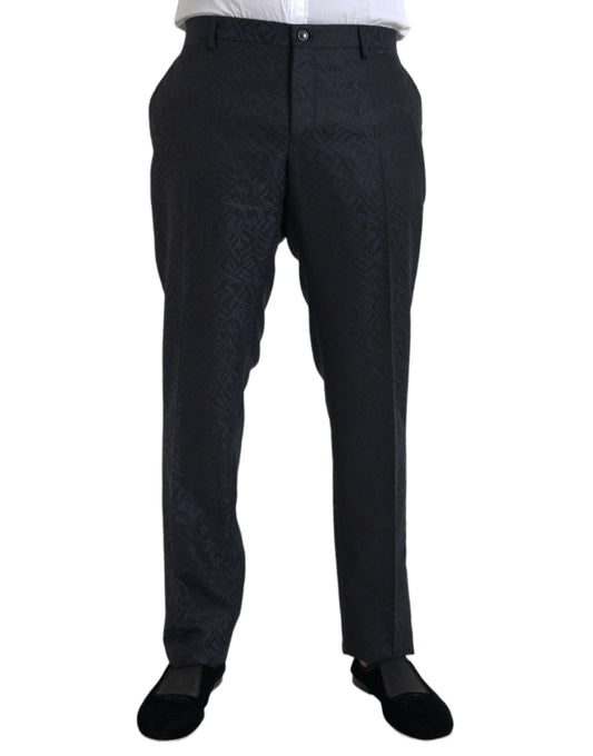 Dolce & Gabbana Blue Brocade Wool Skinny Men Dress Pants - Gio Beverly Hills