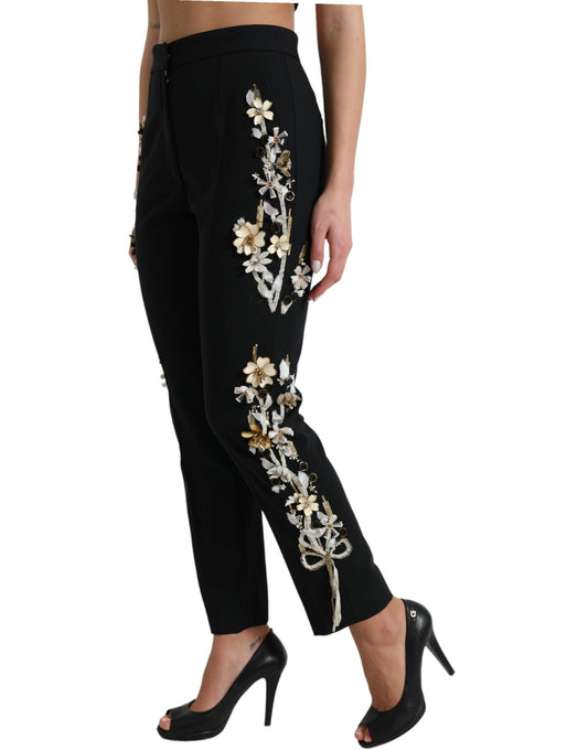 Dolce & Gabbana Elegant High Waist Floral Tapered Pants - Gio Beverly Hills