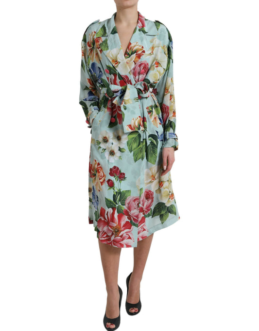 Dolce & Gabbana Elegant Floral Silk Trench Jacket - Gio Beverly Hills