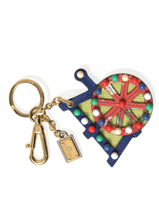 Dolce & Gabbana Multicolor Gold Tone Carretto Keychain Keyring - Gio Beverly Hills
