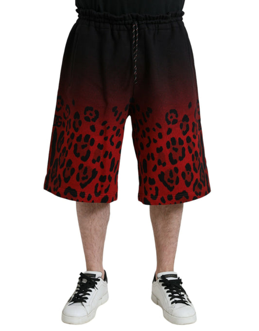 Dolce & Gabbana Red Leopard Print Cotton Bermuda Shorts - Gio Beverly Hills
