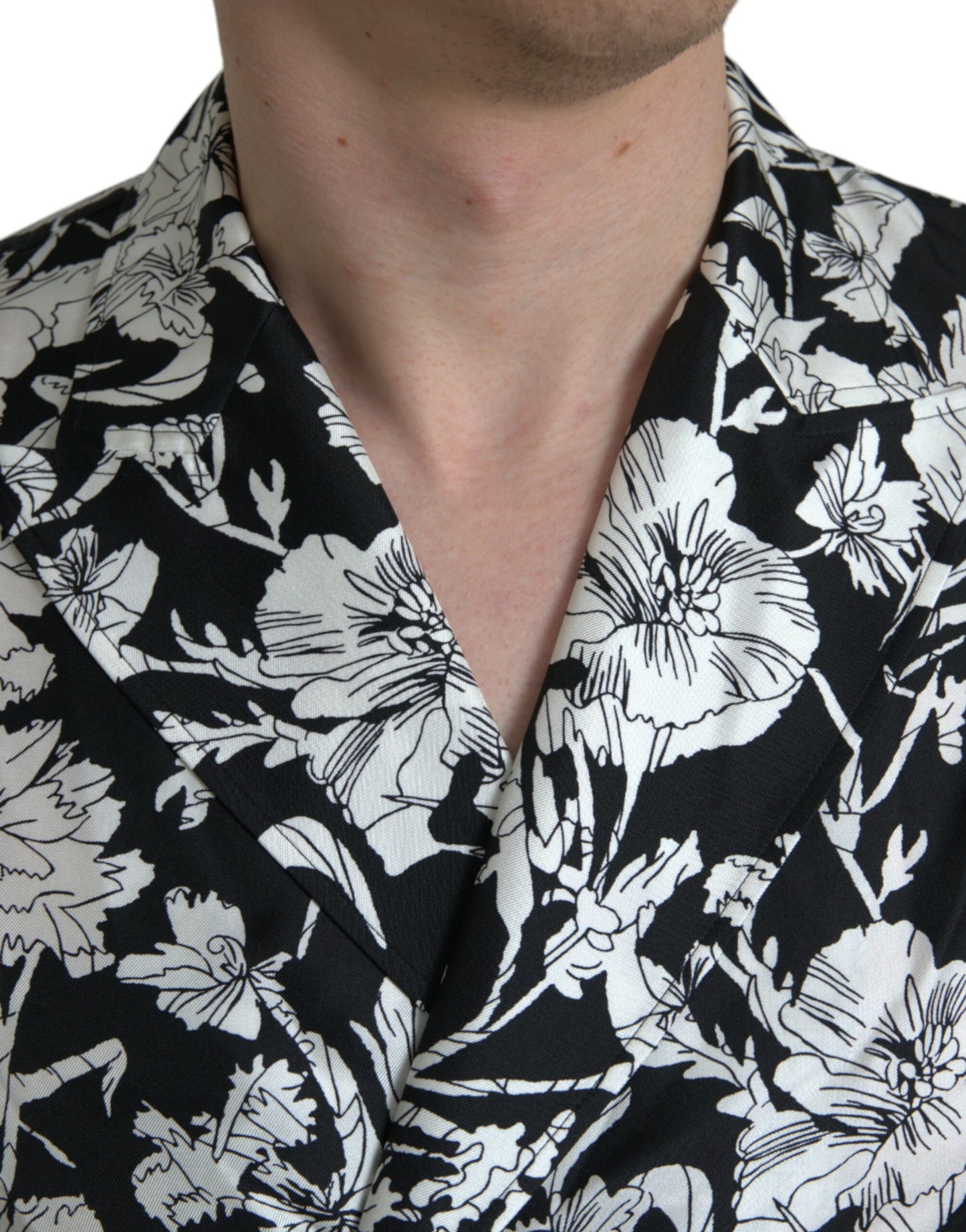Dolce & Gabbana Black White Floral Button Down Casual Shirt - Gio Beverly Hills
