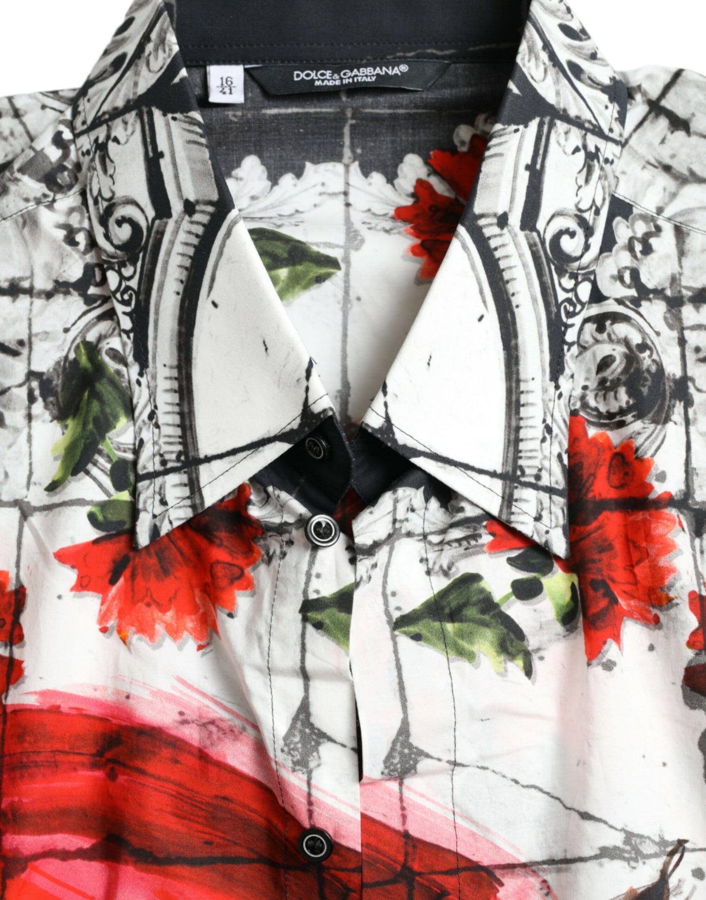 Dolce & Gabbana Slim Fit Floral Bull Cotton Dress Shirt - Gio Beverly Hills