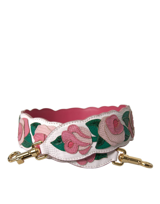 Dolce & Gabbana White Floral Leather Accessory Shoulder Strap - Gio Beverly Hills