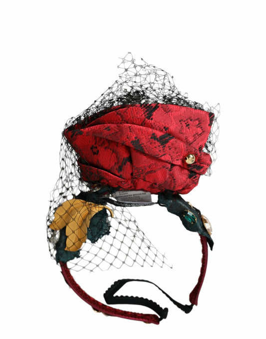 Dolce & Gabbana Multicolor Rose Silk Crystal Netted Logo Headband Diadem - Gio Beverly Hills