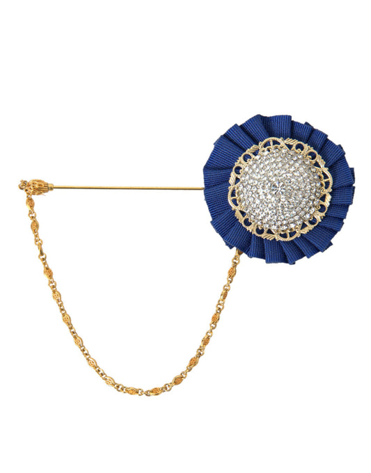 Dolce & Gabbana Gold Brass Crystal Men Brooch Lapel Pin - Gio Beverly Hills