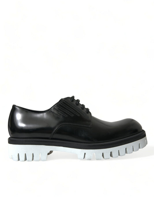 Dolce & Gabbana Sophisticated Black and White Leather Derby Shoes - Gio Beverly Hills