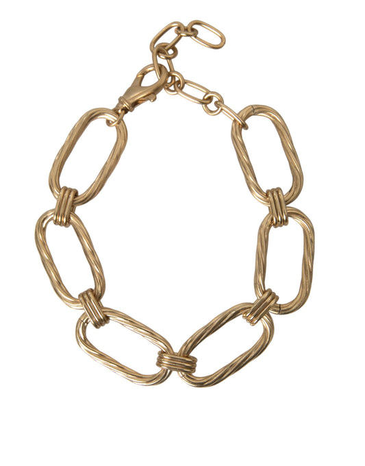 Dolce & Gabbana Gold Tone Brass Large Link Chain Jewelry Necklace - Gio Beverly Hills