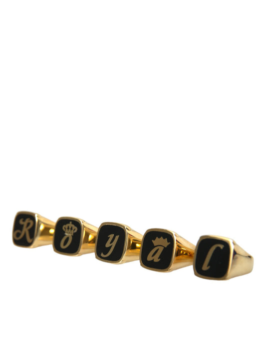 Dolce & Gabbana Gold Brass ROYAL Enamel Set of 5 Ring - Gio Beverly Hills
