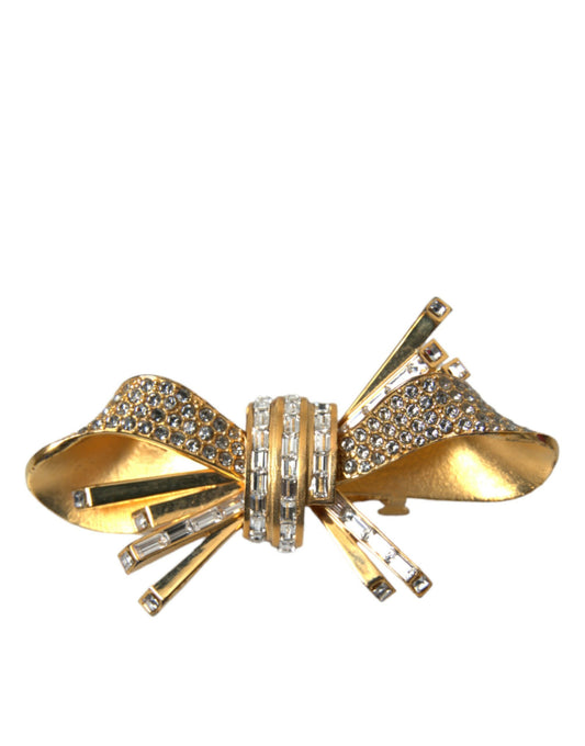 Dolce & Gabbana Gold Tone Brass Bow Crystal Women Hair Clip - Gio Beverly Hills