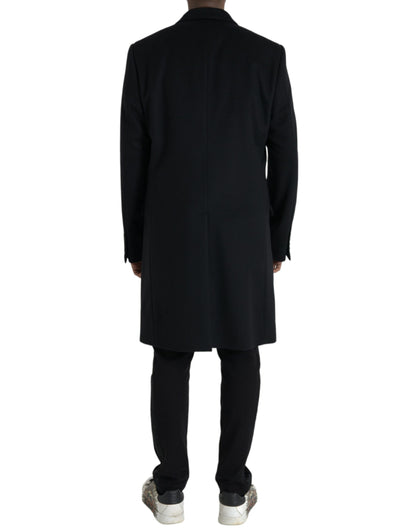 Dolce & Gabbana Black Wool Cashmere Trench Coat Jacket - Gio Beverly Hills