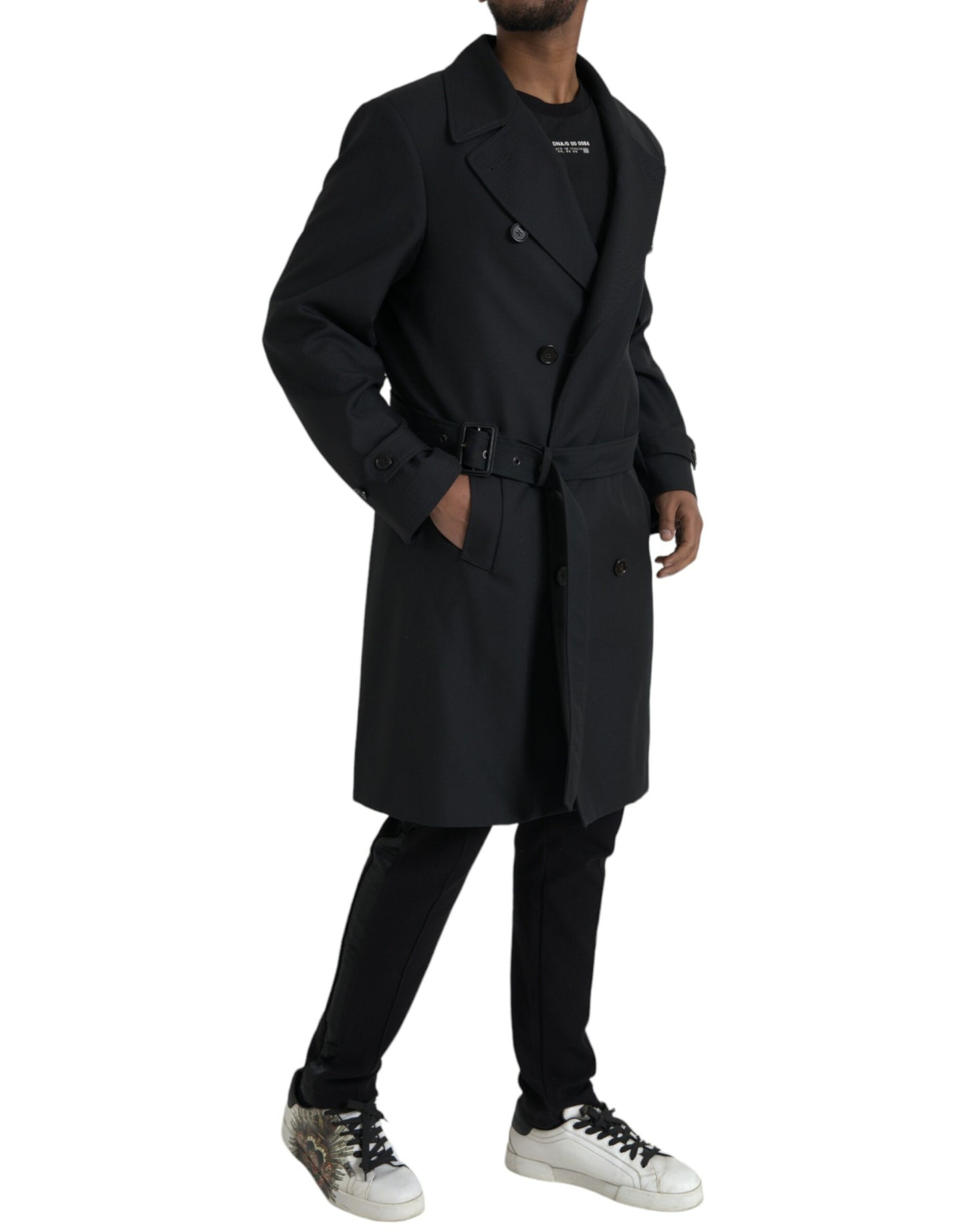 Dolce & Gabbana Black Double Breasted Trench Coat Jacket - Gio Beverly Hills