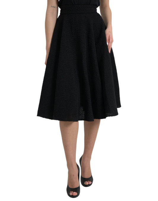 Dolce & Gabbana Black High Waist A-line Knee Length Skirt - Gio Beverly Hills