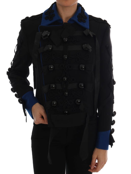 Dolce & Gabbana Chic Black & Blue Short Trench Jacket - Gio Beverly Hills