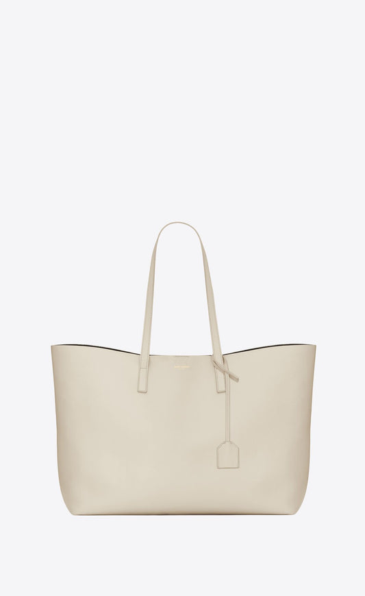 Saint Laurent White Calf Leather Tote Shoulder Bag - Gio Beverly Hills