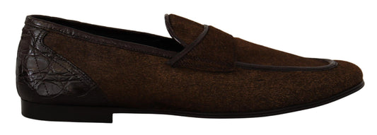 Dolce & Gabbana Elegant Brown Caiman Leather Loafers - Gio Beverly Hills