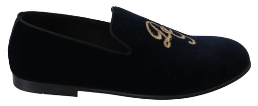 Dolce & Gabbana Elegant Blue Embroidered Loafers - Gio Beverly Hills
