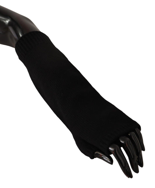 Dolce & Gabbana Elegant Black Cashmere Fingerless Gloves - Gio Beverly Hills