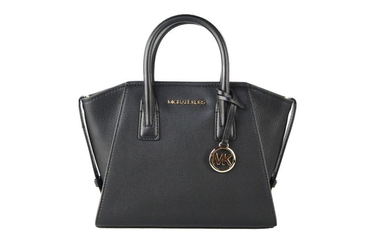 Michael Kors Avril Small Black Pebble Leather Top Zip Satchel Crossbody Bag - Gio Beverly Hills