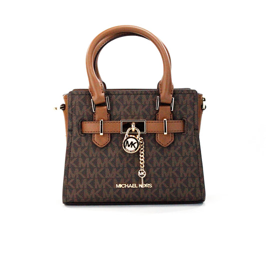Michael Kors Hamilton XS Small Brown PVC Leather Satchel Crossbody Bag Purse - Gio Beverly Hills
