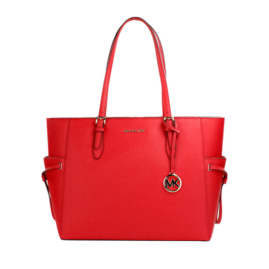 Michael Kors Gilly Large Bright Red Leather Drawstring Travel Tote Bag Purse - Gio Beverly Hills