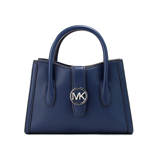Michael Kors Gabby Small Navy Faux Leather Top Zip Satchel Crossbody Purse - Gio Beverly Hills