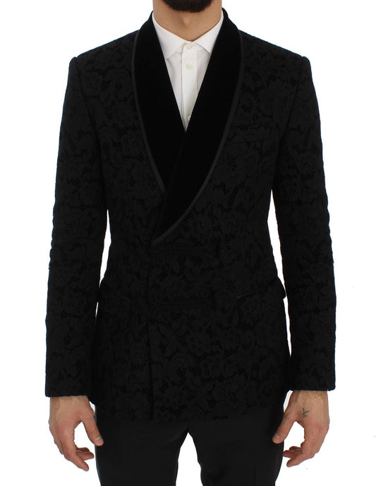 Dolce & Gabbana Black Floral Ricamo Slim Blazer Jacket - Gio Beverly Hills