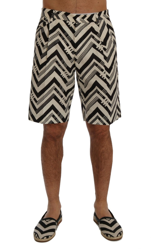 Dolce & Gabbana White Black Striped Cotton Linen Shorts - Gio Beverly Hills