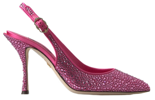 Dolce & Gabbana Pink Slingbacks Crystal Pumps Shoes - Gio Beverly Hills