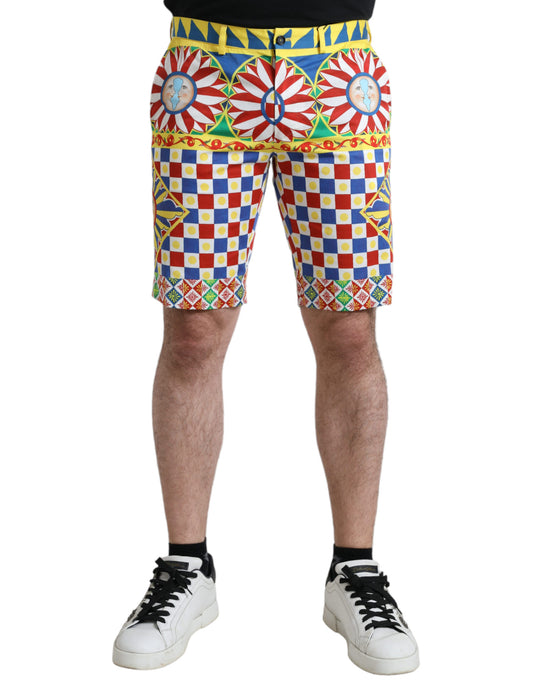 Dolce & Gabbana Multicolor Carretto Print Men Bermuda Shorts - Gio Beverly Hills
