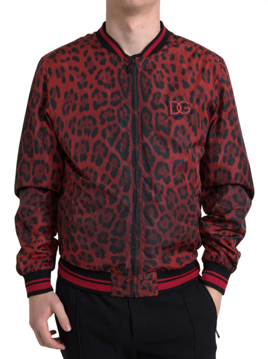 Dolce & Gabbana Red Leopard Bomber Short Coat Jacket - Gio Beverly Hills