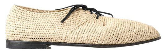 Dolce & Gabbana Beige Woven Lace Up Casual Derby Shoes - Gio Beverly Hills