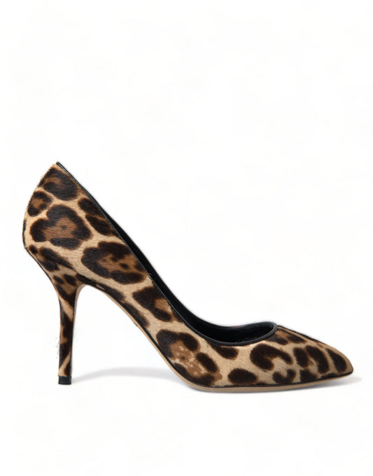 Dolce & Gabbana Brown Leopard Pony Hair Leather Heels Shoes - Gio Beverly Hills