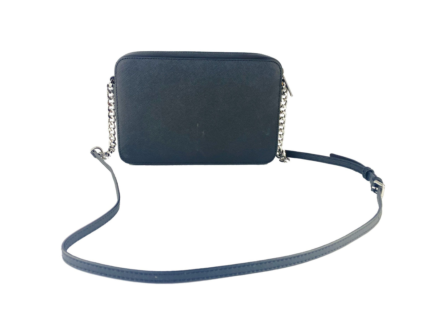 Michael Kors Jet Set Large East West Saffiano Leather Crossbody Bag Handbag (Black Solid/Silver Hardware) - Gio Beverly Hills