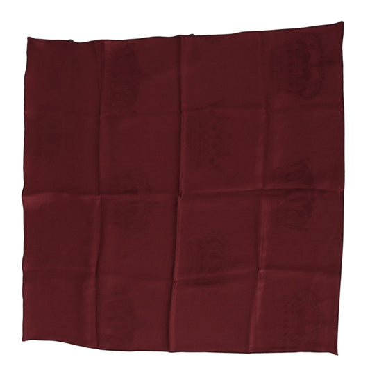 Dolce & Gabbana Maroon Silk Crown Square Wrap Handkerchief Scarf - Gio Beverly Hills
