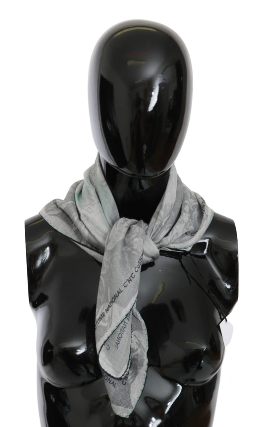 Costume National Gray Silk Shawl Foulard Wrap Scarf - Gio Beverly Hills