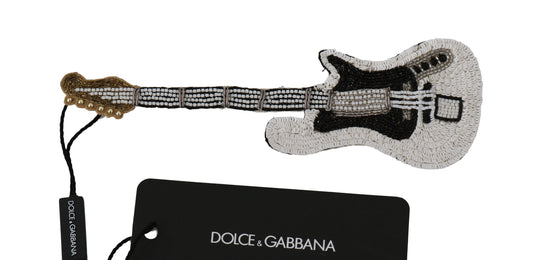 Dolce & Gabbana Gold Brass Beaded Guitar Pin Accessory Brooch - Gio Beverly Hills