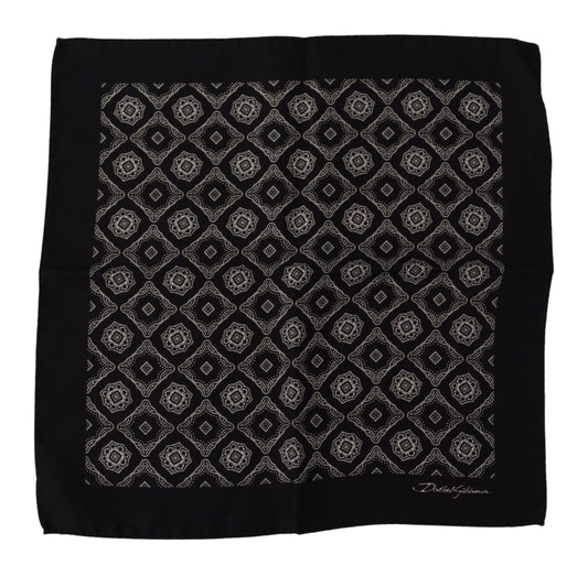 Dolce & Gabbana Black Geometric Patterned Square Handkerchief Scarf - Gio Beverly Hills