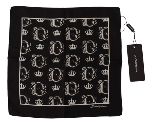 Dolce & Gabbana Black DG Crown Print Square Handkerchief - Gio Beverly Hills