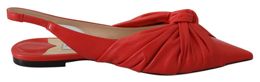 Jimmy Choo Annabell Flat Nap Chilli Leather Flat Shoes - Gio Beverly Hills