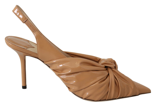 Jimmy Choo Caramel Brown Leather Annabell 85  Pumps - Gio Beverly Hills