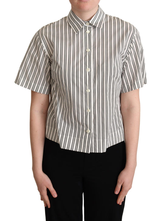 Dolce & Gabbana White Black Striped Shirt Blouse Top - Gio Beverly Hills