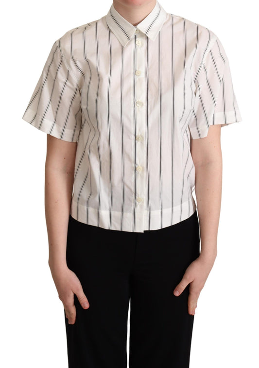 Dolce & Gabbana White Black Stripes Collared Shirt Top - Gio Beverly Hills