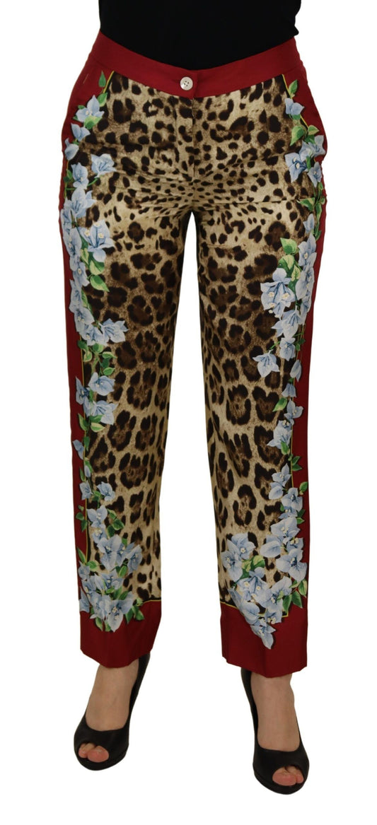 Dolce & Gabbana Multicolor Leopard Flora Printed Mid Waist Trouser Pants - Gio Beverly Hills